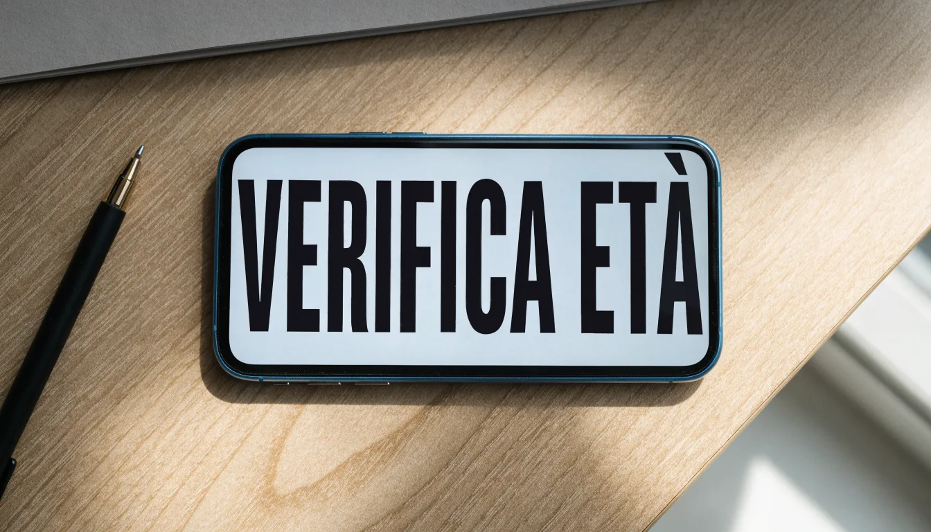 Un foglio di concessione in carta con un timbro rosso, appoggiato su una scrivania di legno accanto a una penna
