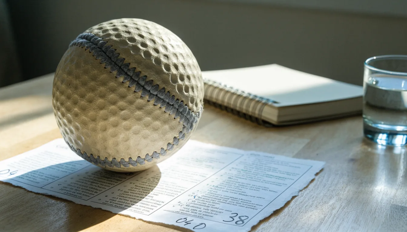 Un pallone da calcio appoggiato su una schedina bianca su un tavolo di legno, alla luce del giorno
